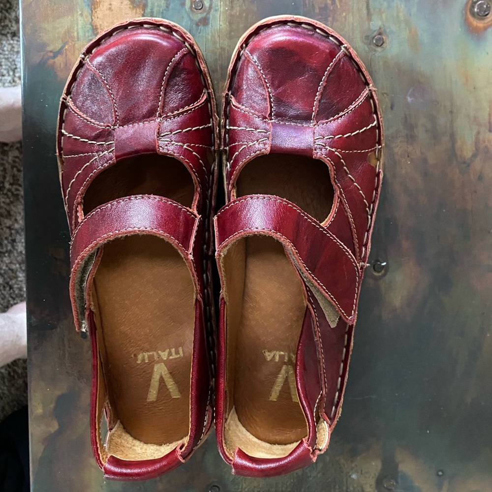 V Italia Leather Mary Jane  Shoes